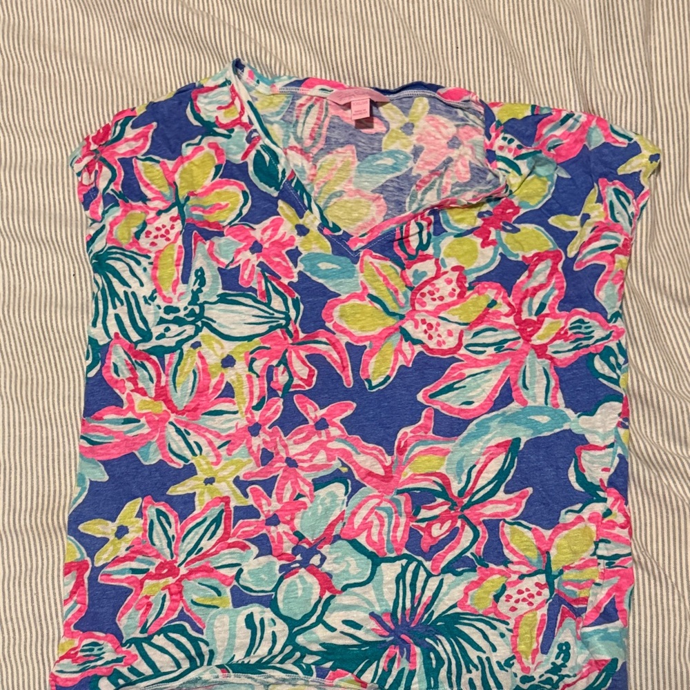 Lilly Pulitzer Blue and Pink Floral Blouse